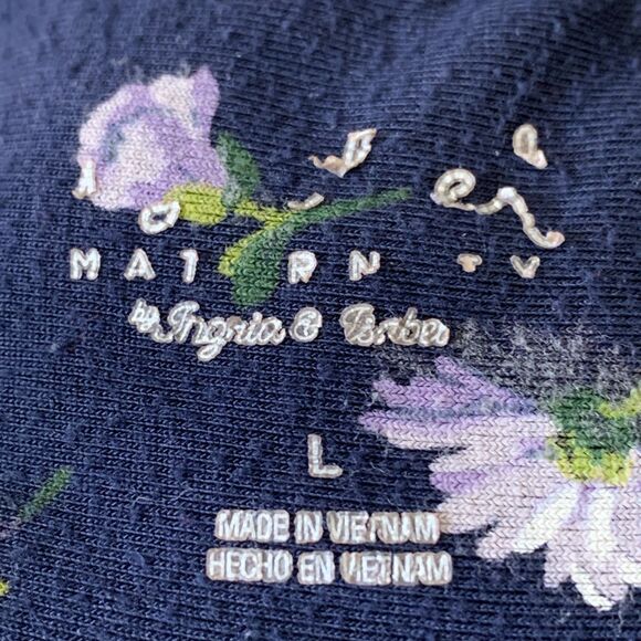 Isabel Maternity Maxi Dress Women's Flutter Short Sleeve Navy Blue Floral Large - Picture 11 of 15